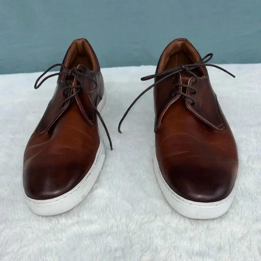 EUC Bruno Magli Men's Colina Derby Oxfords Cognac Brown Size 9 Comfort Luxury